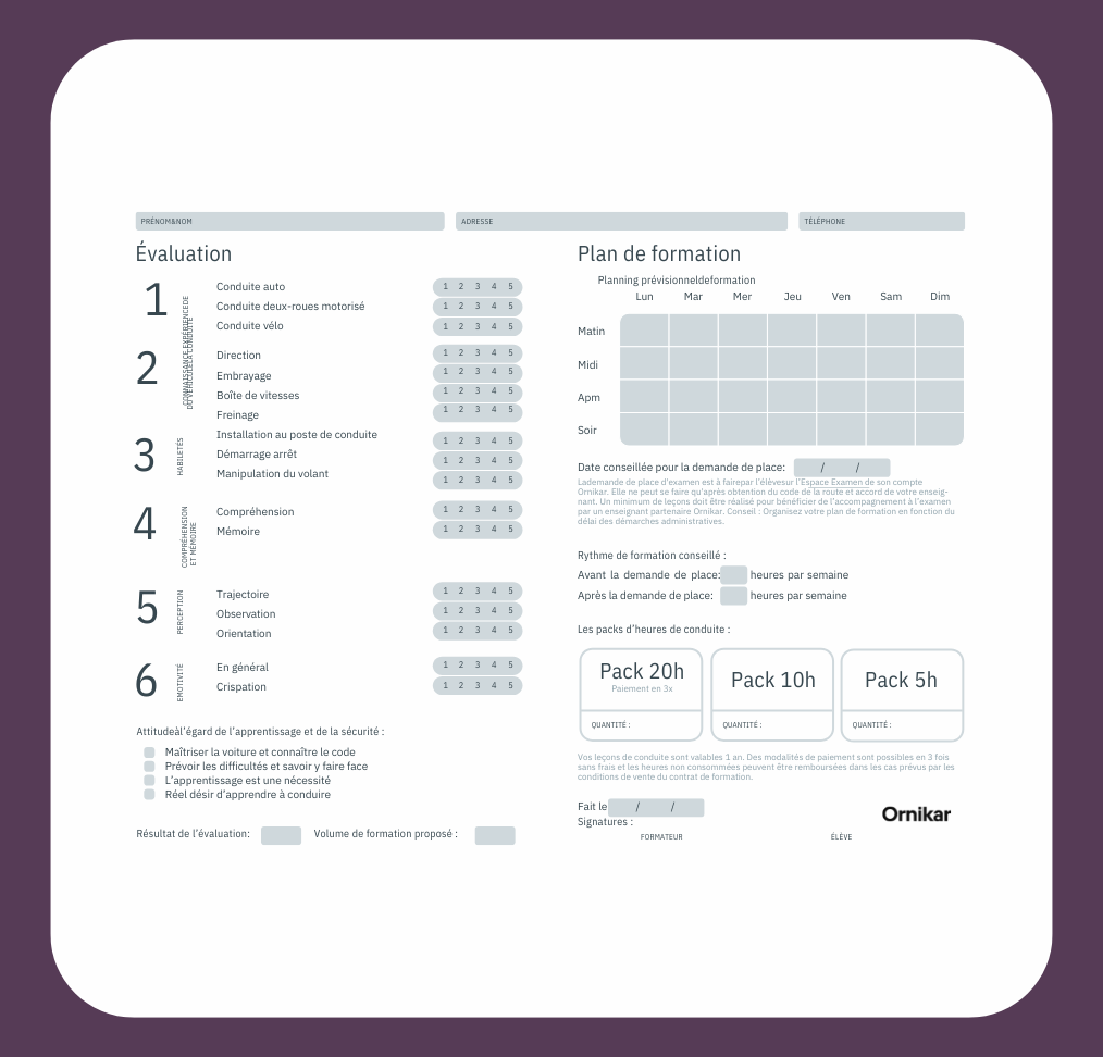 Carnet d'heure d'évaluation – 50 fiches