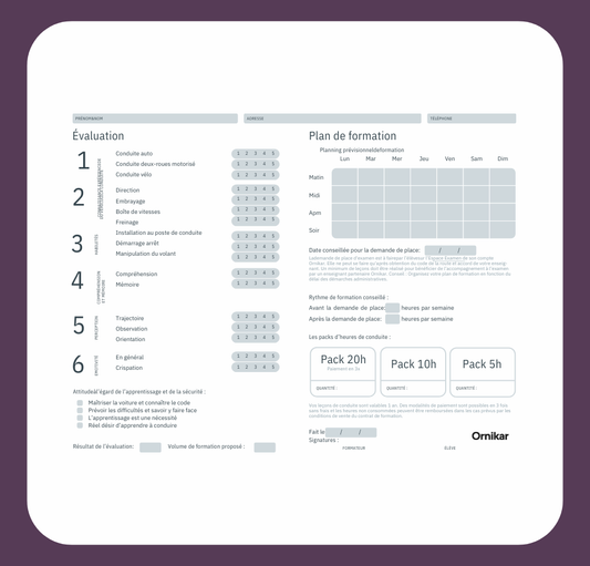 Carnet d'heure d'évaluation – 50 fiches